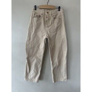 $385 B Sides Slim Lasso Women’s Denim Jeans Beige 26 Chalk Barrel Wide Cotton